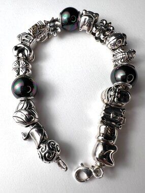 Genuine 925 Sterling Silver Charm Bracelet-Fully Loaded Animal & Home Themes